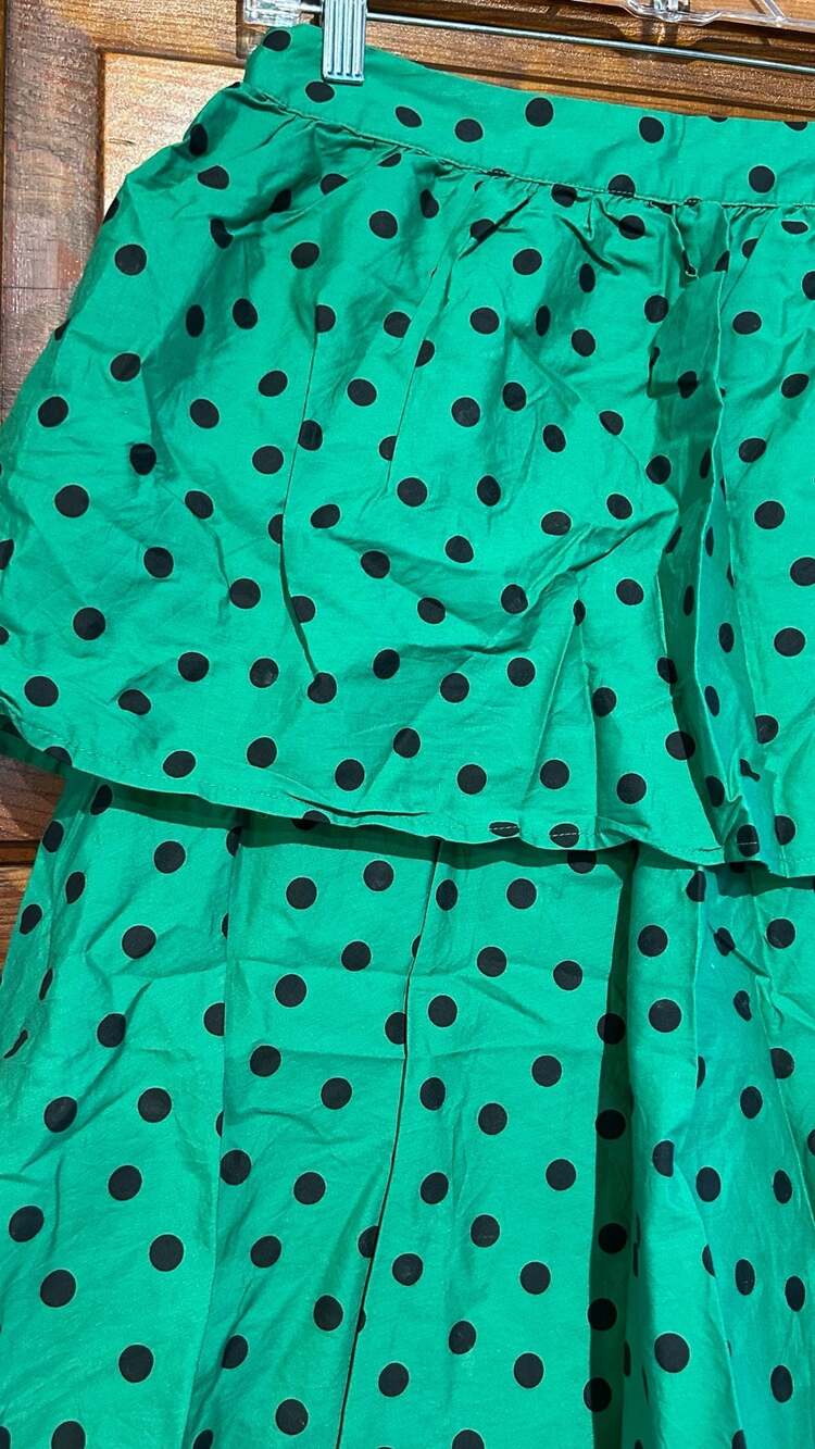 Who What Wear Green Polka Dot Tiered Ruffle Midi Skirt Size 4 - Picture 3 of 4